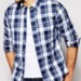 White And Navy Blue Checked Flannel Shirt